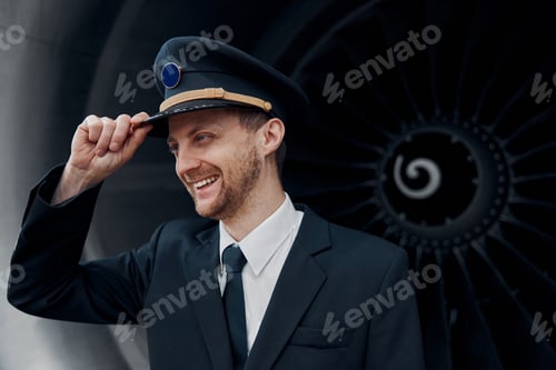 Preview: profesol confident pilot is checking plane in hangar
