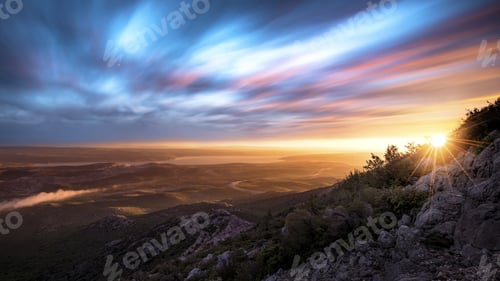 Preview: Amazing panoramic shot of the Zrmanja Canyon during a sunset located in northern Dalmatia, Croatia