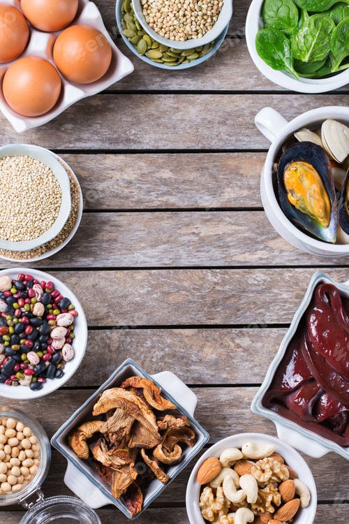 Preview: Foods high in iron, healthy dieting eating concept