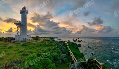 Preview: Higashi-Henna-zaki lighthouse before sunset, Miyakojima, Japan