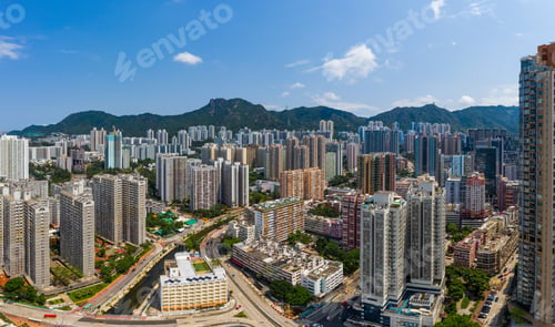 Preview: Wong Tai Sin, Hong Kong 12 May 2019: Aerial view of Hong Kong city