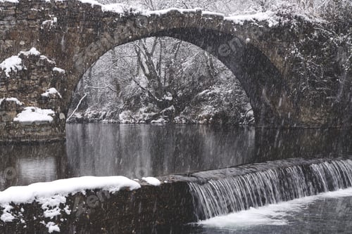 Preview: River streaming between snow forest