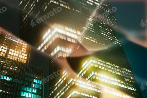 Preview: Building at night with prism kaleidoscope/prism lens effect