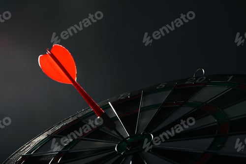 Preview: Target, dartboard, hitting the center. Winning goals business concept.
