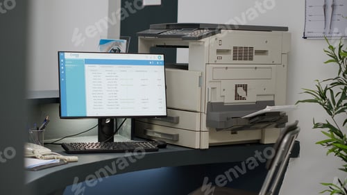 Preview: Empty hospital reception counter to fill in medical reports