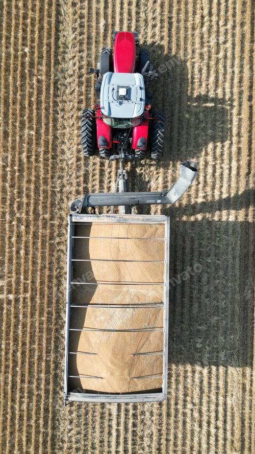 Preview: Skilled farmer harvesting a crop of ripe wheat with a combine harvester in a lush open field