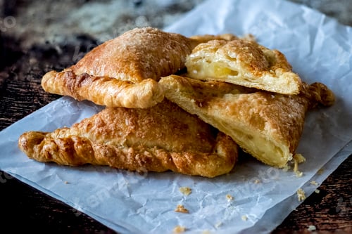 Preview: Flaky pastry laid on paper napkin