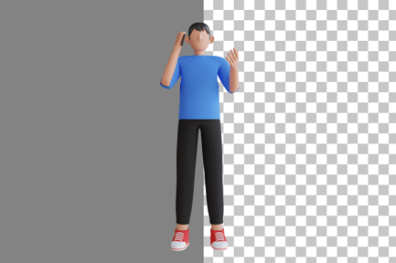 Preview: Character with Calling Pose 3D Illustration