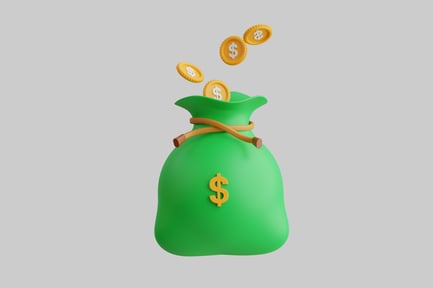 Preview: Cartoon money bag and coins