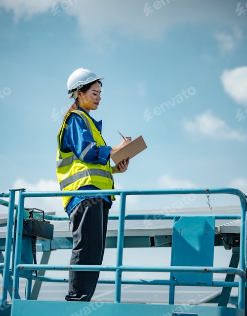 Preview: Solar engineers check arrays on-site for alignment, surface, sunlight, and stability per standards