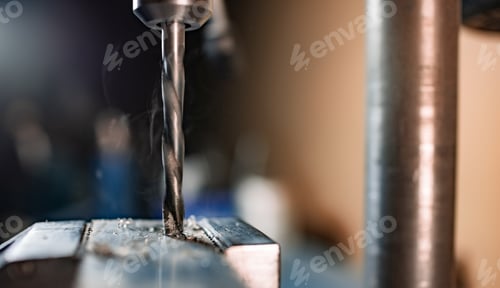 Preview: Drill close-up at the workplace in workshop