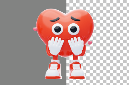 Preview: Embarrassed Heart Character 3D Illustration
