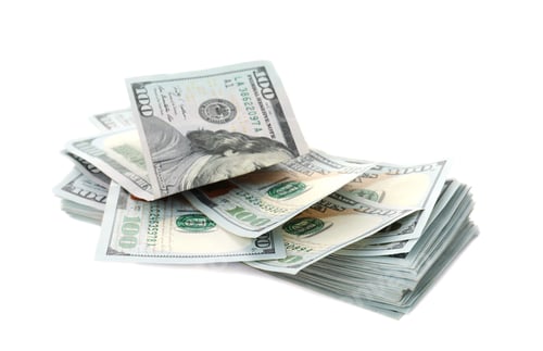 Preview: Stack of Hundred Dollar Bills on White