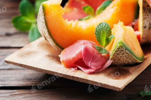 Preview: Italian antipasto with prosciutto and sweet fresh melon