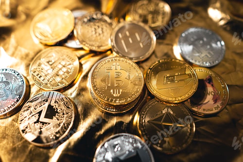 Preview: Cryptocurrency golden bitcoin image for crypto currency