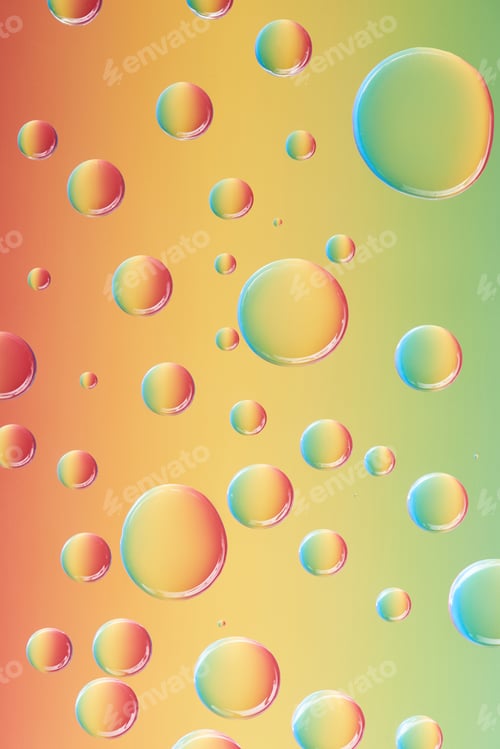 Preview: close-up view of beautiful calm transparent water drops on colorful abstract background