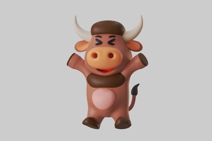 Preview: Cute cartoon bull with horns