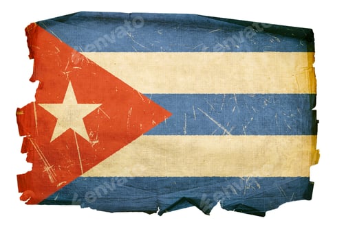 Preview: Cuba Flag old, isolated on white background.
