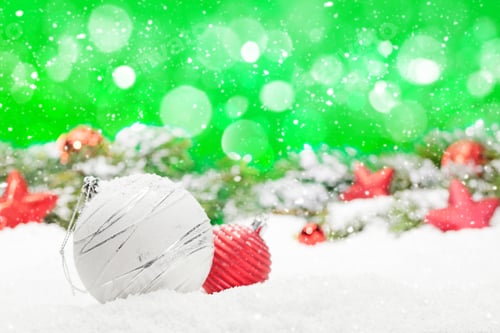 Preview: Christmas greeting card with decor in snow