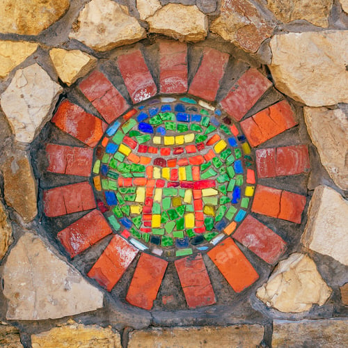 Preview: Mosaic symbol of Shinto on wall.