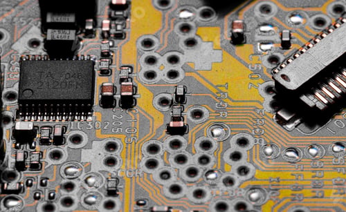 Preview: Macro Close up of printed wiring on PC circuit board