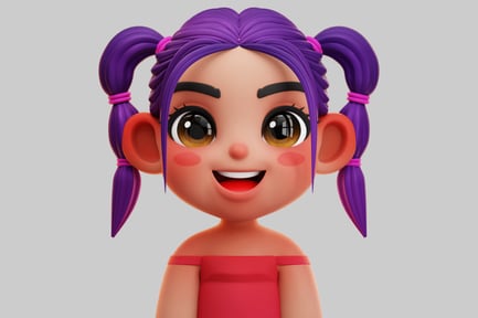 Preview: Cute Chibi Korean Girl Smiling 3D