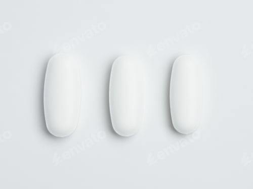 Preview: Top view shot of pills on a white surface