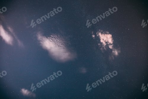 Preview: Real Night Sky Stars with some clouds cloudy sky. Natural Starry Sky Blue Color Background. unusual