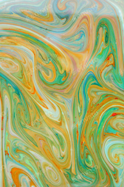 Preview: Abstract Colorful Background. Fine Art In Green Color. Multicolored Pattern On The Liquid. Colored