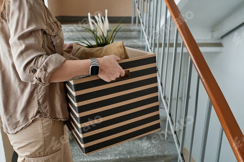 Preview: Woman Carrying Box With Things