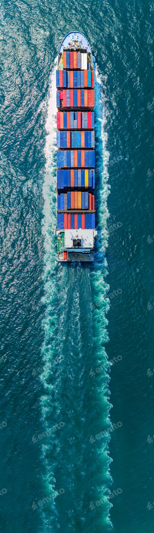 Preview: Express Cargo Container Ship with contrail in the ocean ship carrying container and running