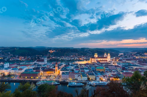 Preview: Aerial view of city, Passau, Bavaria, Germany