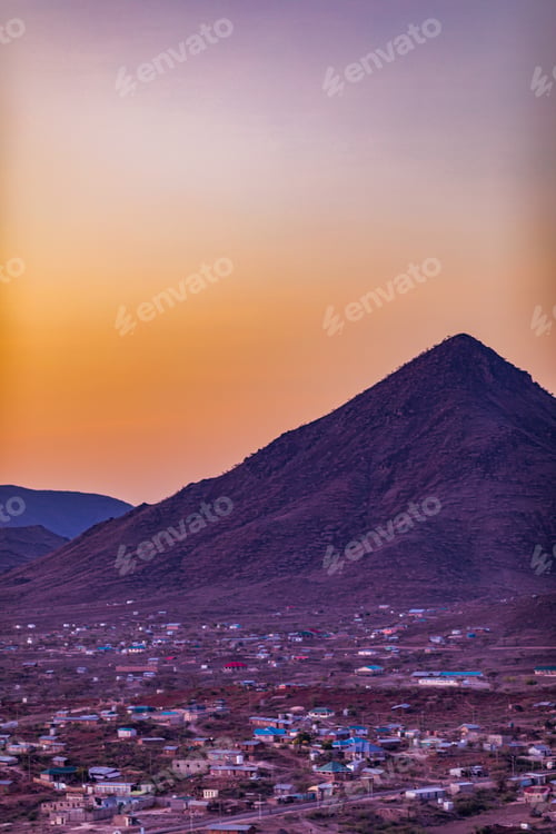 Preview: Kenya East Africa Landscape City Loima Hills Mountains Lodwar Town Turkana County Panoramic Travel