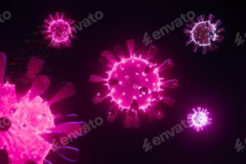 Preview: Pink Viruses on a Black Background