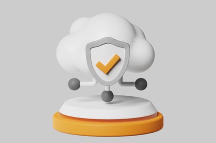 Secure Cloud Data Storage with Checkmark Shield Icon
