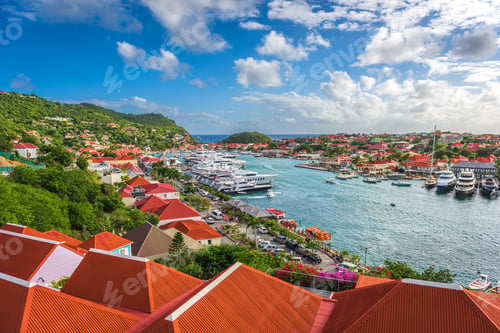 Preview: Gustavia, St. Barths Town Skyline at the Harbor
