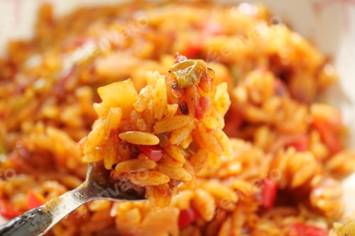 Preview: closeup of spoon pick bulgur rice