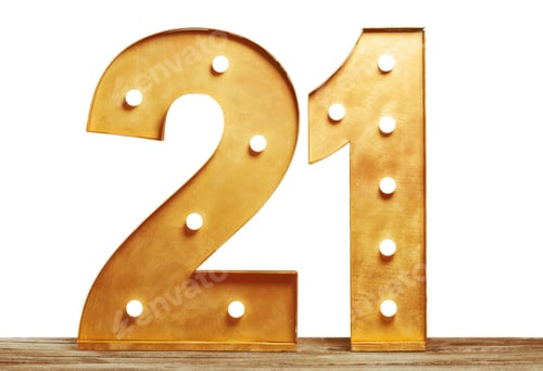 Preview: Big plastic numbers with shining light bulbs