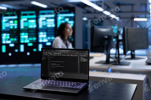 Preview: Close up on notebook used by system administrators in server room