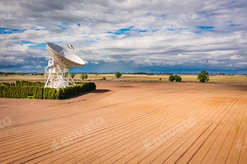 Preview: Observatory astronomical on brown filed in Poland.