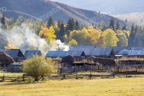 Preview: xinjiang baihaba villages in the morning