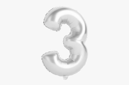 Preview: Silver Foil Balloon: Digit Three