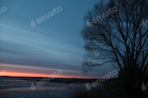 Preview: Colorful sky at the sea at sunset. Gradient color. Sky texture. Beautiful nature sunset background