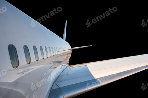 Preview: Side passenger airplane with window and wing