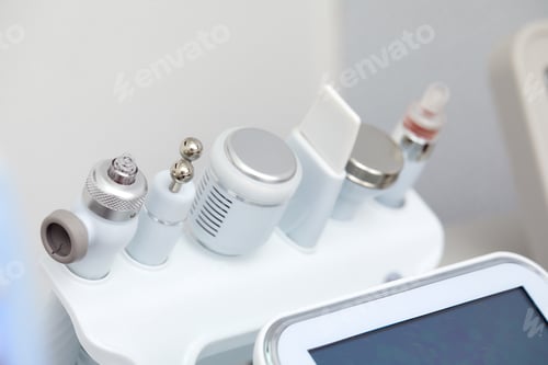 Preview: Skin Treatment Laser Equipment. Medical Worker Sets Indices On Screen Of Laser for cosmetic