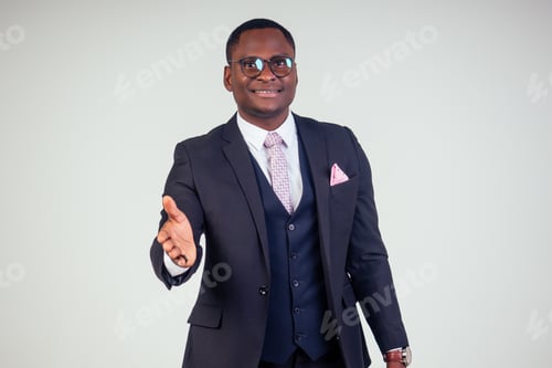 Preview: successful african american businessman company leader on white background studio shot