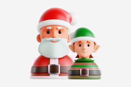 Preview: 3D Santa Claus with Christmas Elf Illustration