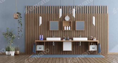 Preview: Modern bathroom with double washbasin