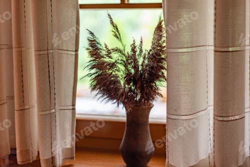 Preview: Countryside. Windowsill. Dry flowers.