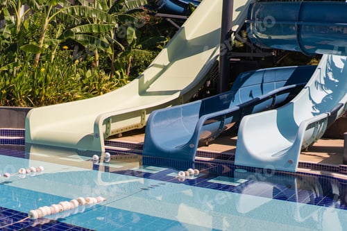 Preview: Blue swimming pool with water slide